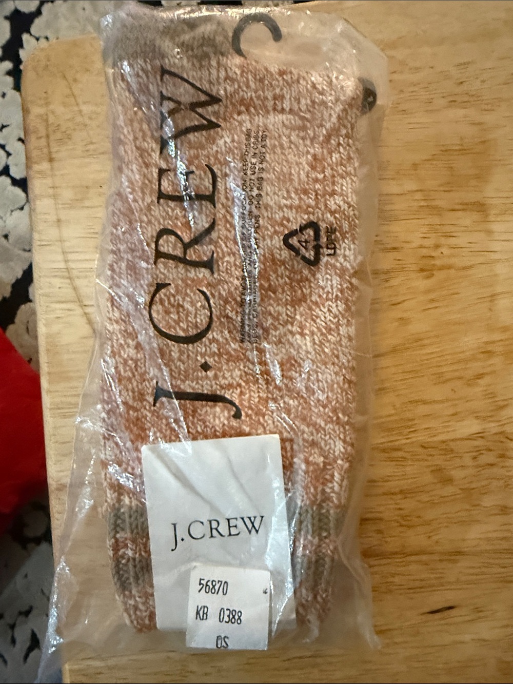 J. Crew Two-Tone Marled Crew Socks in Rust and Cream